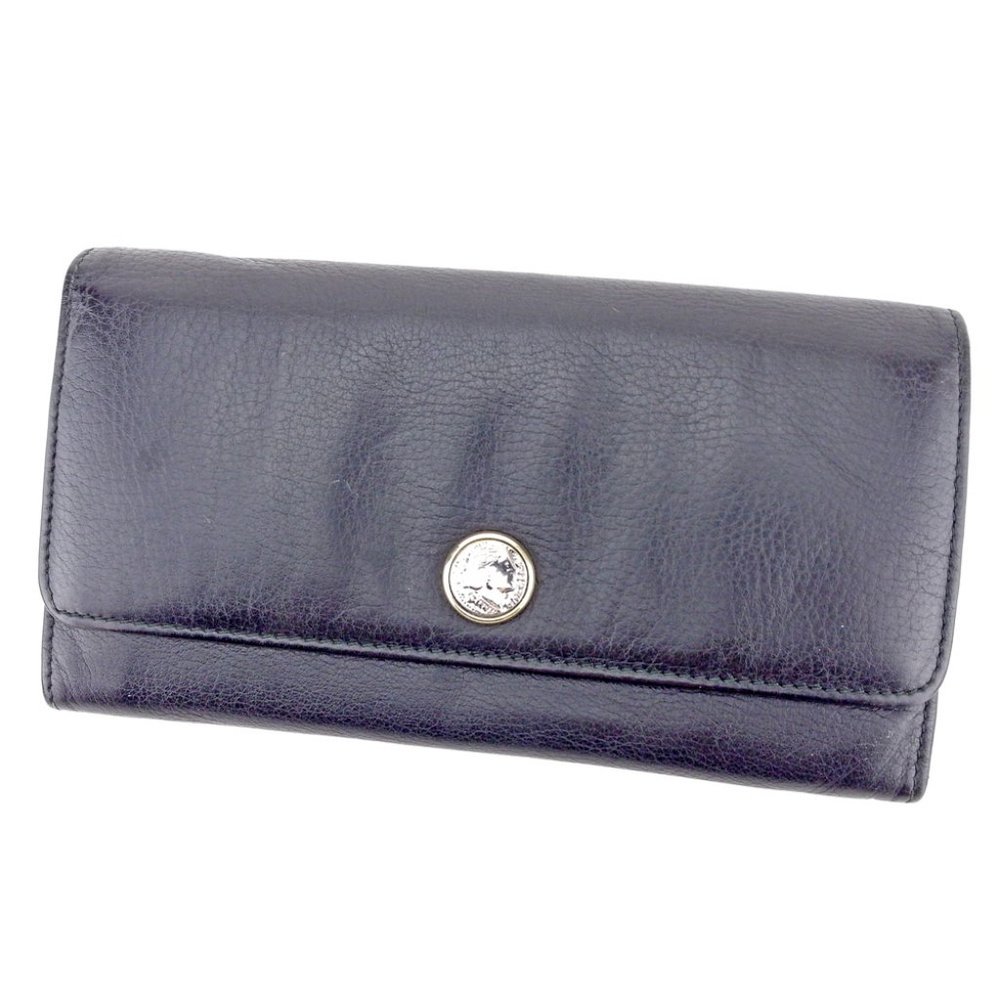 AUTH Bulgari Purse Monete Black Silver Gold Women Men